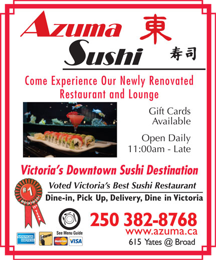 Azuma Japanese Restaurant for Gluten Free in Victoria