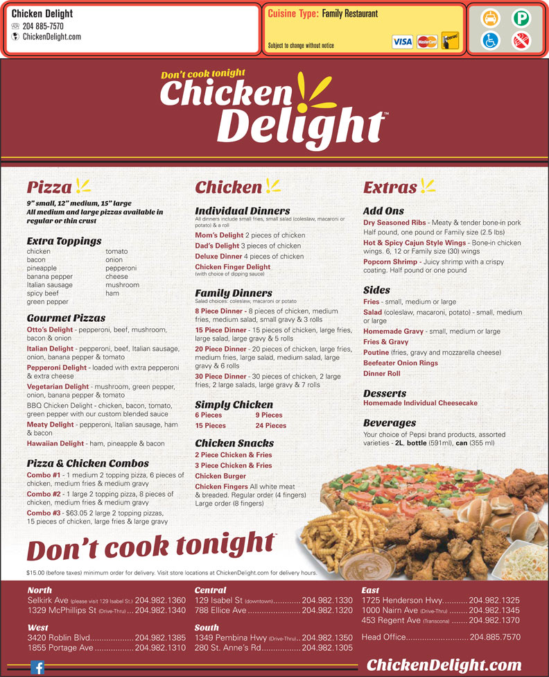 Chicken Delight Of Canada Ltd 395 Berry St, Winnipeg, MB