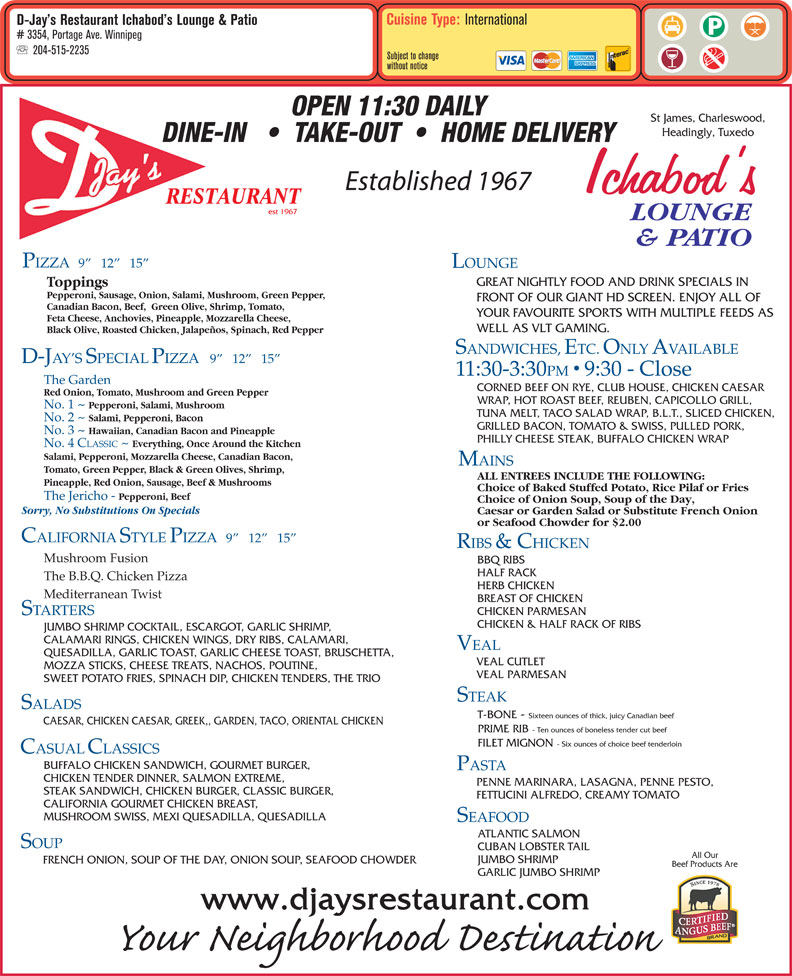 DJay's Restaurant Ichabod's Lounge & Patio Menu, Hours & Prices