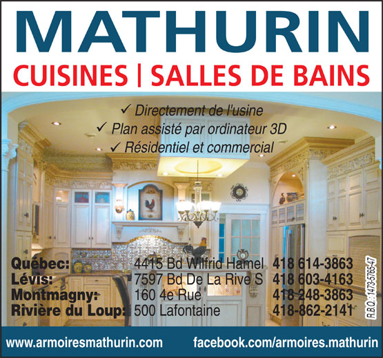 Armoires Mathurin 4415, boul WilfridHamel, Québec, QC