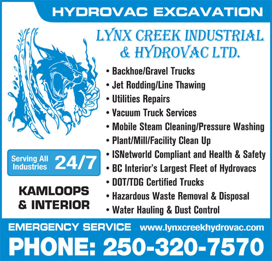 Lynx Creek Industrial & Hydrovac Ltd Kamloops, BC 231 Andover Cres