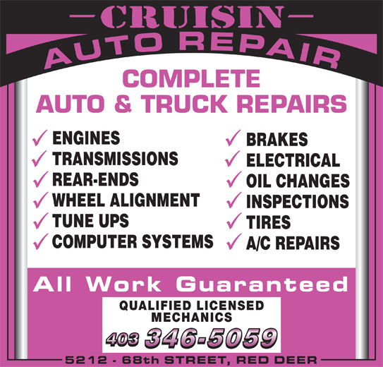 Cruisin' Auto Repair 5212 68 St, Red Deer, AB